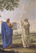 LE SUEUR, Eustache St Bruno Examining a Drawing of the Baths of Diocletian Location of the Future Charterhouse of Rome  (mk05) china oil painting reproduction